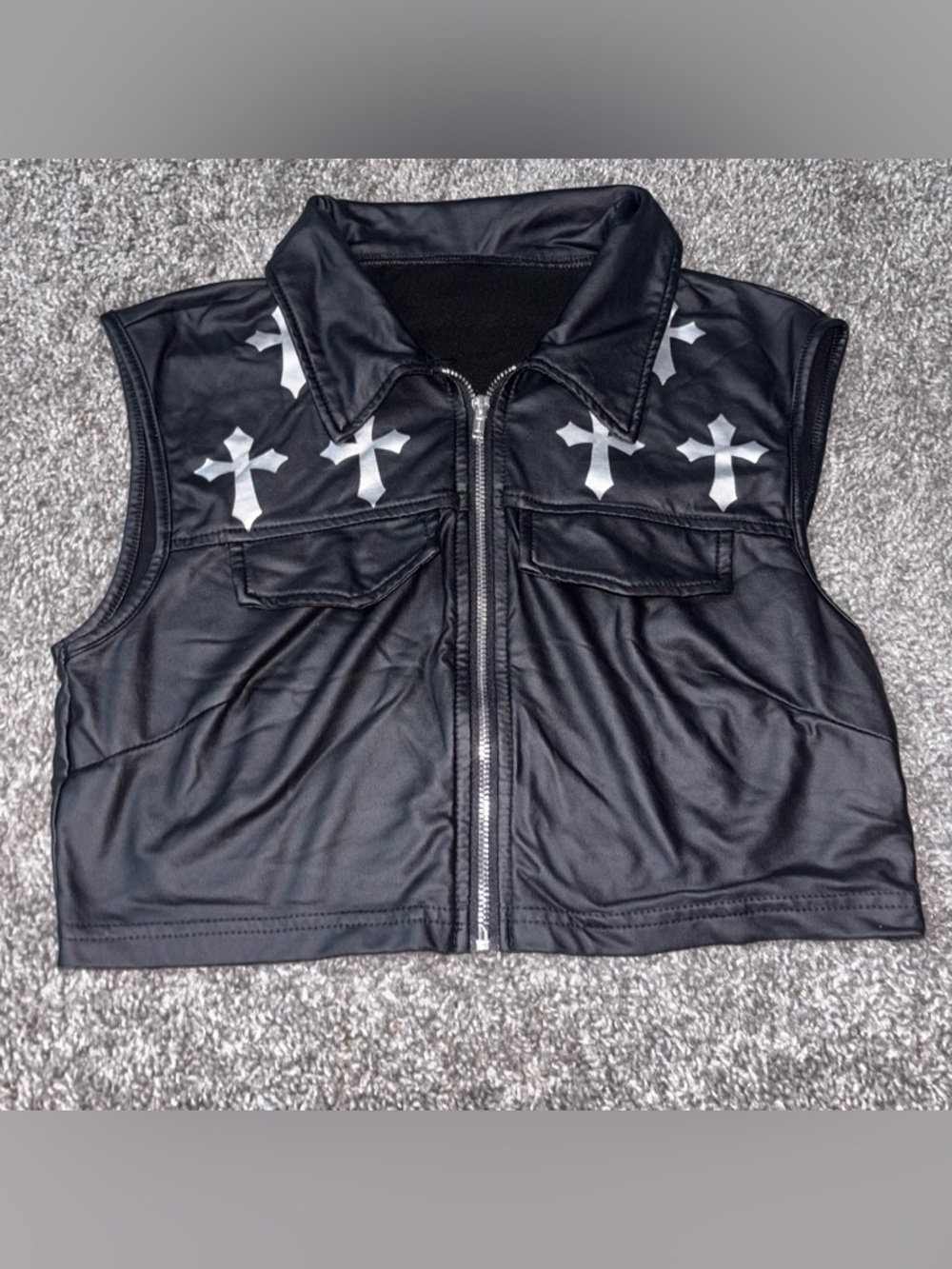SHEIN Cross Print Zip Vest